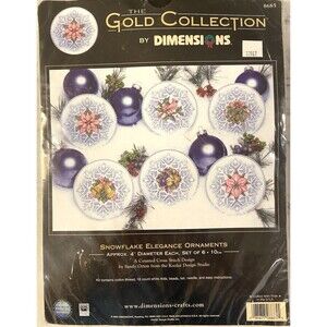 NEW Dimensions Gold Snowflake Elegance Ornaments Counted Cross Stitch Kit 8685